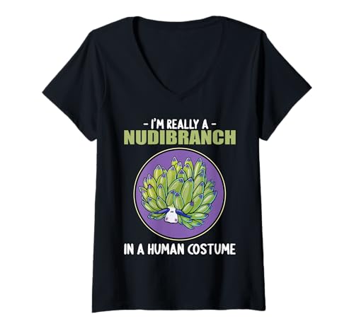 Damen Costasiella kuroshimae Nudibranch Leaf Sheep T-Shirt mit V-Ausschnitt Damen Costasiella kuroshimae Nudibranch Leaf Sheep T-Shirt mit V-Ausschnitt von Nudibranchs Nudibranch Animal Outfits