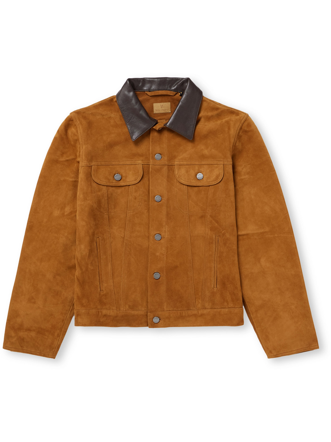 Nudie Jeans - Danny Leather-Trimmed Suede Trucker Jacket - Men - Brown - XS von Nudie Jeans