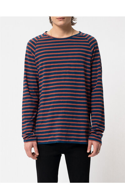 Nudie Jeans Gestreiftes Langarm T-Shirt mit Raglanärmel aus Biobaumwolle “Otto Breton Stripe” von Nudie Jeans