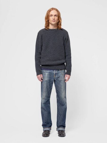 Nudie Jeans Grauer Strickpullover August von Nudie Jeans
