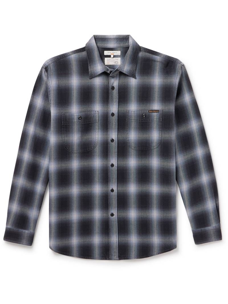 Nudie Jeans - Julian Checked Brushed Cotton-Flannel Shirt - Men - Blue - XL von Nudie Jeans