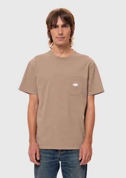 Nudie Jeans T-Shirt Leffe Pocket - Brown Melange von Nudie Jeans