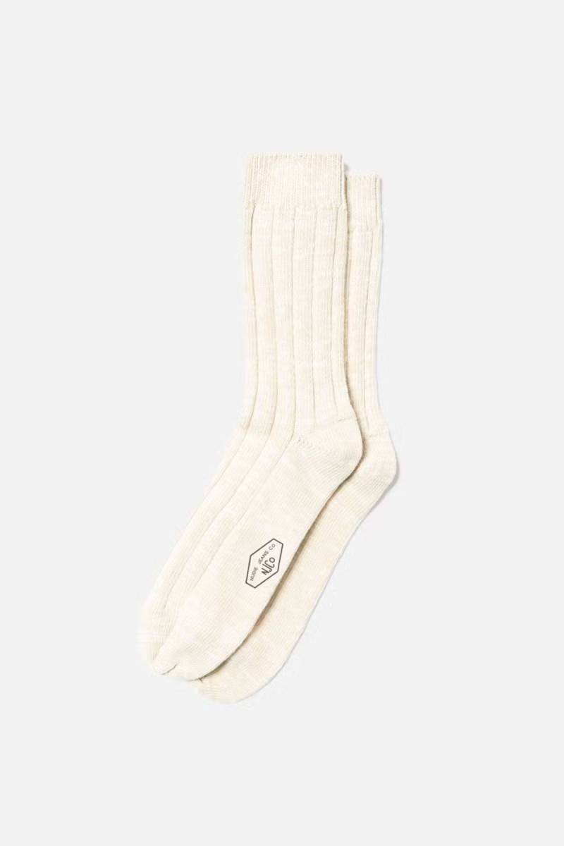 Socken Broad Rib Off White von Nudie Jeans