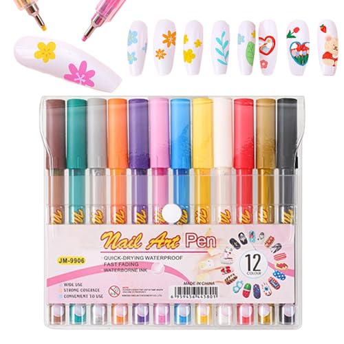 Nudorpn Nagellack Marker | Professionelle Acrylic Paint In 12 Farben - schnelltrocknende Nagellack Stifte - Für Salon Zuhause Party Damen Mädchen Teens Mütter Urlaub Halloween Hochzeit Sommer Frühling von Nudorpn