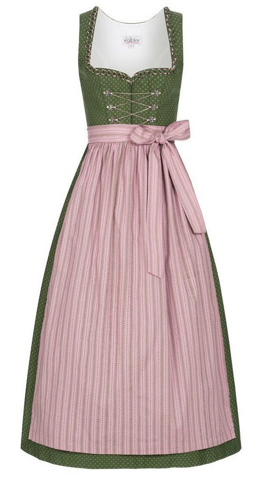 Nübler Dirndl Dirndl lang Thea in Oliv von Nübler (Dirndl Set lang THEA, 2-tlg., Dirndl Kleid mit Schürze) Moderne Tracht im bayerischen Stil - Trachtenmode Damen von Nübler