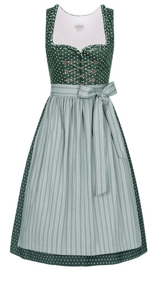 Nübler Dirndl Damen Dirndl midi im Landhausstil, Rocklänge 70cm (Dirndl Set midi THEA, 2-tlg., Dirndl Kleid mit Schürze) Moderne Tracht im bayerischen Stil - Trachtenmode Damen von Nübler