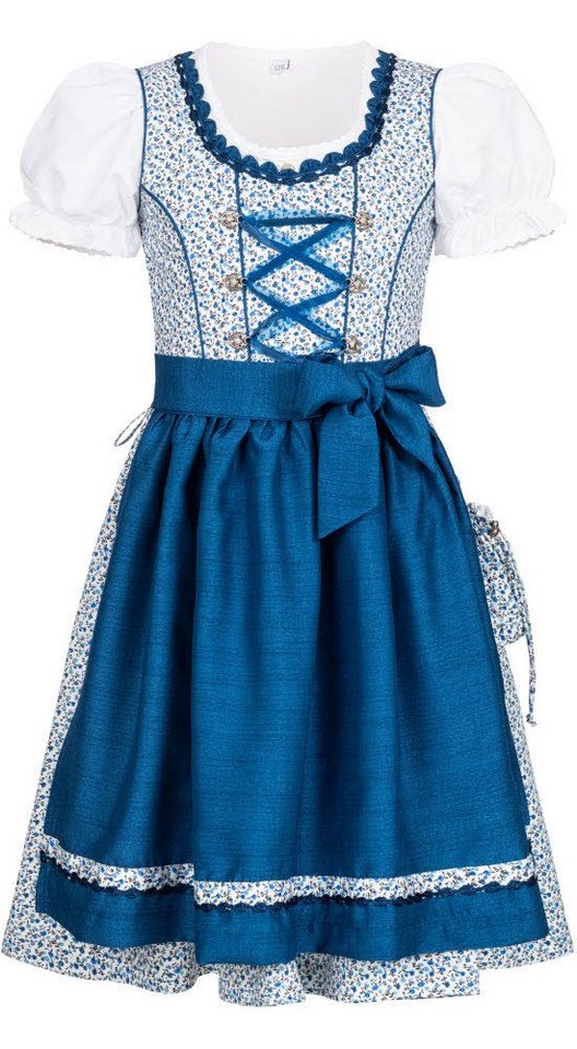 Nübler Dirndl Mädchen Dirndl im traditionellen Stil Kinder Trachten (Dirndl Set DORIS, 3-tlg., Dirndl Kleid mit Bluse und Schürze) Kinder Tracht im bayerischen Stil - Trachtenmode Kinder von Nübler