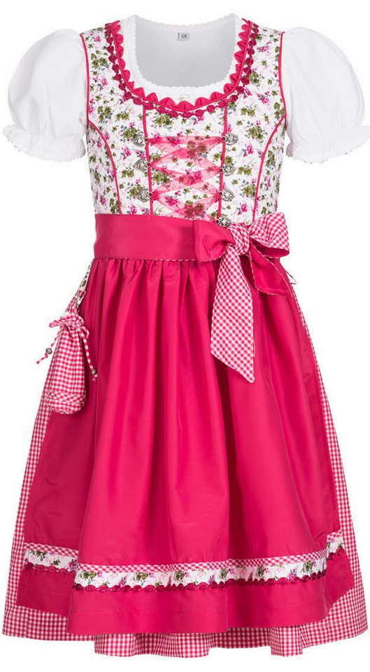 Nübler Dirndl Kinderdirndl 3-teilig Natalie in Weiß von Nübler 3 teiliges Set aus Dirndl, Bluse und Schürze von Nübler