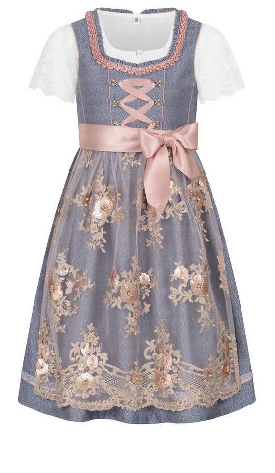 Nübler Dirndl Kinderdirndl Gerhild in Rauchblau von Nübler von Nübler