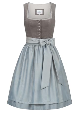 Nübler Dirndl mini Damen - 2 teilig inkl. Kleid und Dirndl Schürze, Rocklänge 58cm - Moderne bayerische Tracht, Fabienne in Graphit, Größe:36 von Nübler