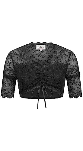 Nübler Dirndlbluse Damen - Kurzarm Trachtenbluse Damen mit Spitze und Rundhals - Moderne bayrische Tracht, Dirndl Bluse NENA, Größe:44 von Nübler