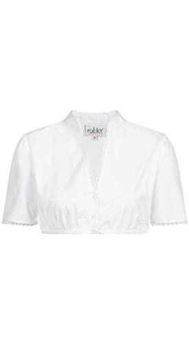 Nübler Dirndlbluse Damen BABSI - Kurzarm Trachtenbluse mit Spitze & V-Ausschnitt im Landhaus Stil - Original bayerische Tracht, Perfekt für Dirndl, Weiß, Größe:50 von Nübler