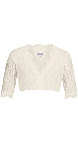 Nübler Dirndlbluse Damen Laura - Kurzarm Trachtenbluse mit Spitze & V-Ausschnitt - Creme, Elegante Tracht im Landhaus Stil - Hochwertige, formbeständige Qualität, Größe:46 von Nübler