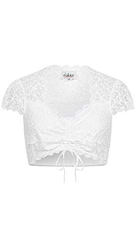 Nübler Dirndlbluse Damen - Kurzarm Trachtenbluse Lisa mit V-Ausschnitt und Spitzenbesatz, perfekte Ergänzung für Dirndl im modernen bayrischen Stil, ideal fürs Oktoberfest, Größe:38 von Nübler