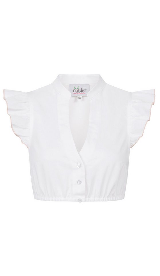 Nübler Dirndlbluse Dirndlbluse Carla Kurzarm in Weiß-Rosa von Nübler von Nübler