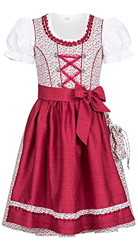 Nübler Kinderdirndl Doris 3-teilig - Mädchen Dirndl Set inkl. Bluse & Schürze, Blumenmuster, Rüschen-Ausschnitt, Beere & Dunkelblau - Hochwertige bayerische Tracht für Festliche Anlässe, Größe:122 Nübler Kinderdirndl Doris 3-teilig - Mädchen Dirndl Set inkl. Bluse & Schürze, Blumenmuster, Rüschen-Ausschnitt, Beere & Dunkelblau - Hochwertige bayerische Tracht für Festliche Anlässe, Größe:122 von Nübler