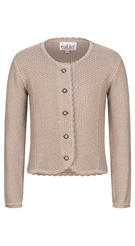 Nübler Kindertrachtenstrickjacke Yvonne, mit Liegekragen und Metallknöpfen mit Strasssteinen, Trachtenjacke Mädchen Natur Gr. 152 von Nübler