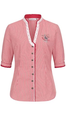 Nübler Trachtenbluse Damen - Kurzarm, V-Ausschnitt, klassischer Trachtenlook - Moderne bayrische Tracht, Sandy in Rot, Größe:38 Nübler Trachtenbluse Damen - Kurzarm, V-Ausschnitt, klassischer Trachtenlook - Moderne bayrische Tracht, Sandy in Rot, Größe:38 von Nübler