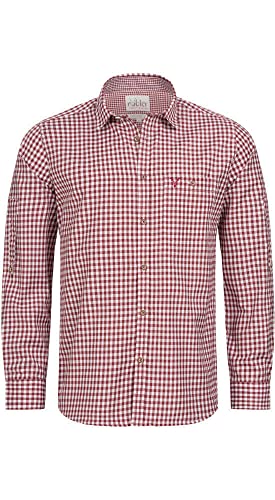 Nübler Trachtenhemd Herren - Langarm Hemden im Landhausstil, Regular Fit mit Ärmeln zum Hochkrempeln - Moderne bayrische Tracht, Hemd SEPP Weinrot kariert, Größe:XXL von Nübler