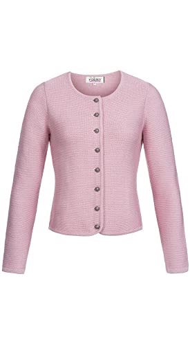 Nübler Trachtenjacke Damen - Strickjacke Damen im Landhausstil, taillierter Schnitt mit Knöpfen Silber - Moderne bayrische Tracht, ANNI Rosa Gr. 36 von Nübler