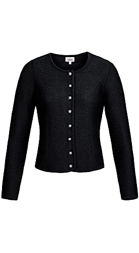 Nübler - Trachtenjacke Damen - Strickjacke Damen im Landhausstil, taillierter Schnitt mit Knöpfen Silber - Moderne bayrische Tracht, ANNI Schwarz Gr. 48 von Nübler