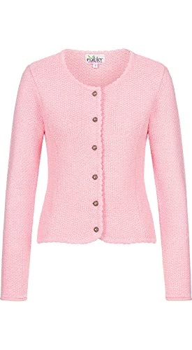 Nübler Trachtenjacke Damen - Strickjacke Damen im Landhausstil, taillierter Schnitt mit Knöpfen Silber - Moderne bayrische Tracht, Yvonne Rosa Rosa Gr. XL von Nübler