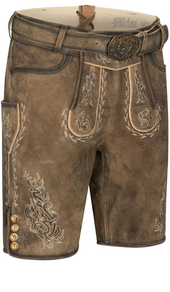 Nübler Trachtenlederhose Lederhose kurz Wilster in Braun - beige von Nübler von Nübler