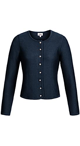 Nübler - Trachtenjacke Damen - Strickjacke Damen im Landhausstil, taillierter Schnitt mit Knöpfen Silber - Moderne bayrische Tracht, ANNI Blau Gr. 36 von Nübler