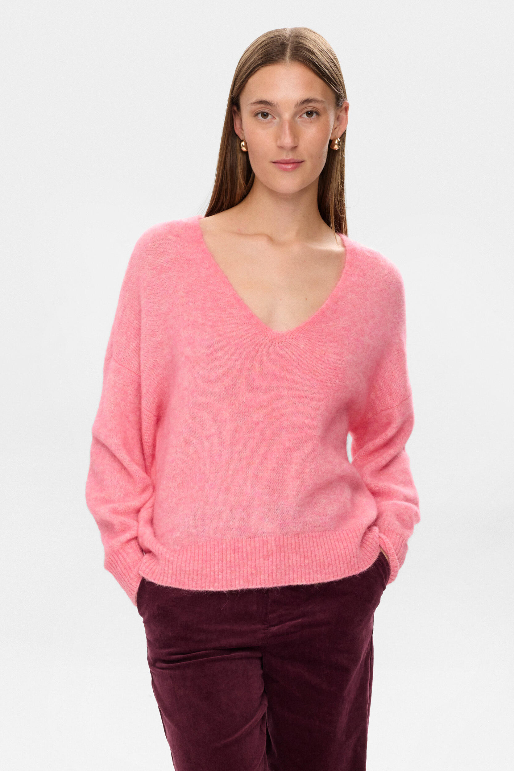 Nümph - NURIETTE V-NECK PULLOVER pink lemonade - Gr. - S von Nümph