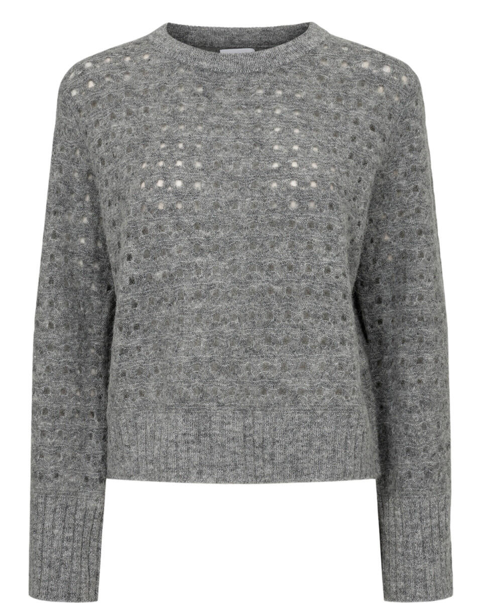 Nümph - Pullover mit Lochmuster - Nuriette grau - Gr. - S von Nümph