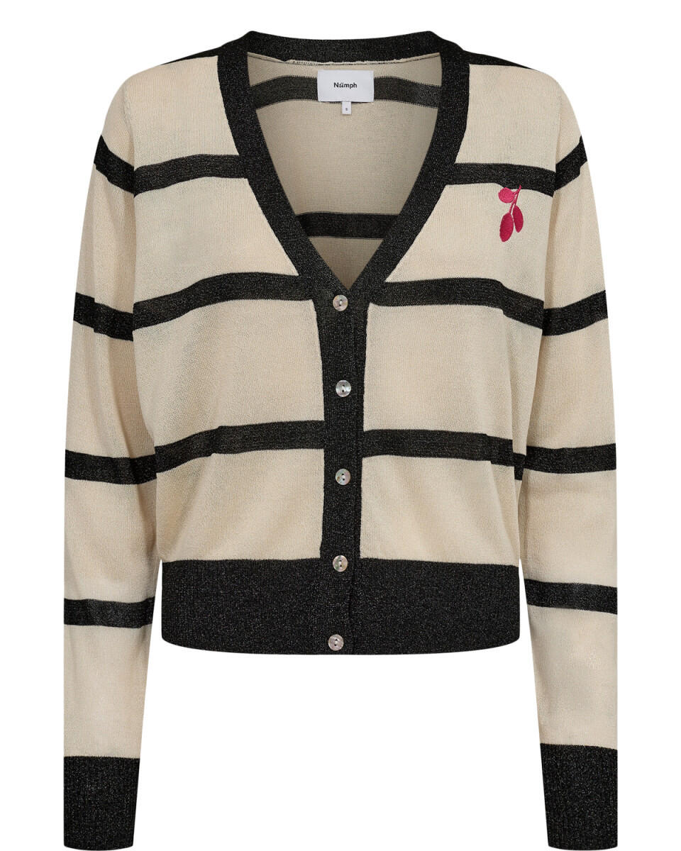 Nümph - Strickjacke - Nuslitta schwarz/weiß - Gr. - XS von Nümph