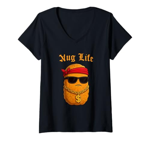 Damen Hilarious Nug Life Chicken Nugget Meme Funny Junk Food T-Shirt mit V-Ausschnitt Damen Hilarious Nug Life Chicken Nugget Meme Funny Junk Food T-Shirt mit V-Ausschnitt von Nug Life Nuggets Meme Novelty Tops ...