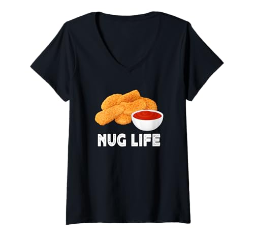 Damen Hilarious Nug Life Chicken Nuggets Meme Funny Junk Food T-Shirt mit V-Ausschnitt Damen Hilarious Nug Life Chicken Nuggets Meme Funny Junk Food T-Shirt mit V-Ausschnitt von Nug Life Nuggets Meme Novelty Tops ...