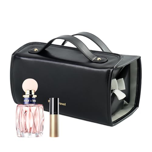 Makeup Brush Holder Travel, Waterproof Travel Makeup Bag, Cosmetic Bags with Removable Clear Multi-Compartment Travel Toiletry Bag, Pu Leather Portable Toiletry Bag Lipstick, Lip Gloss and Beauty von Nuhjytgf