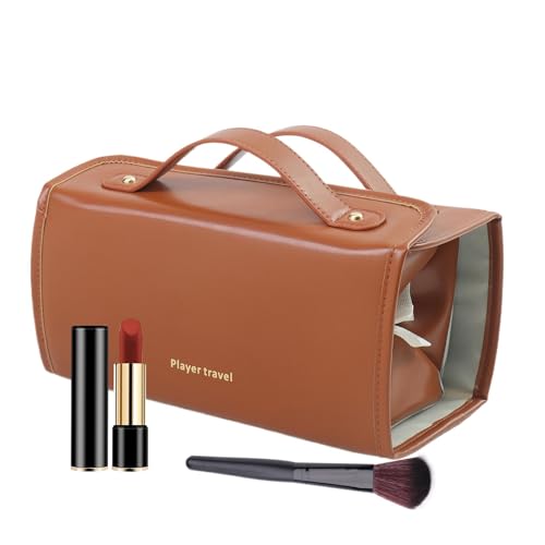 Makeup Brush Holder Travel, Waterproof Travel Makeup Bag, Cosmetic Bags with Removable Clear Multi-Compartment Travel Toiletry Bag, Pu Leather Portable Toiletry Bag Lipstick, Lip Gloss and Beauty von Nuhjytgf