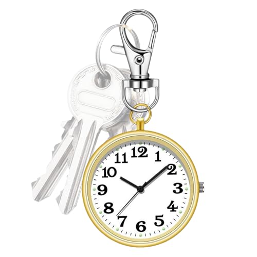 Nuhjytgf Schlüsselanhänger Uhr, Clip On Anhänger Uhr, Schlüsselschnalle Clip Uhr, Stilvolle Clip Uhr, Entzückende Clip Uhr, Exquisite Uhr Charm, Tragbare Clip Uhr für Tasche, Familien, Urlaub und von Nuhjytgf