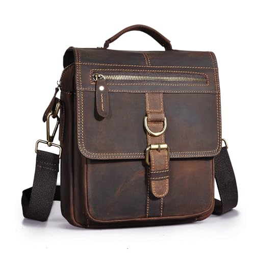 Herren echter Ledertüre Schulter der Schlinge Cross Lods Bag flattern Tote Business Aktentasche (A Braun) von Nujenren