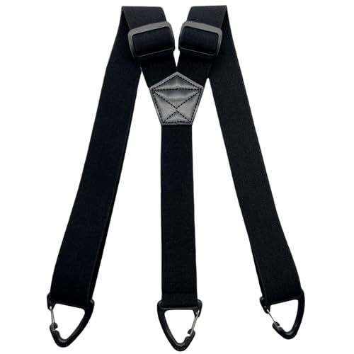 Nujvnuj Hosenträger Herren Extra Stark | 3.8 cm Breit mit 3 Robusten Karabinern | Einstellbar & Elastisch für Arbeitshose & Motorradhose | Y-Style Design | Für Damen & Herren (Schwarz) von Nujvnuj