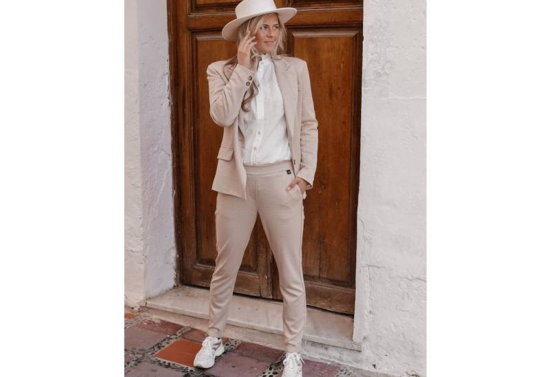 Nukus Stoffhose Fam Pisa Safari Pants Stretch Hose mit Wabenmuster in Beige von Nukus