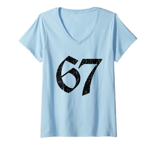 Damen #67 Jersey Uniform Nummer 67. Geburtstag T-Shirt mit V-Ausschnitt Damen #67 Jersey Uniform Nummer 67. Geburtstag T-Shirt mit V-Ausschnitt von Number 67 for Sport Teams & Players