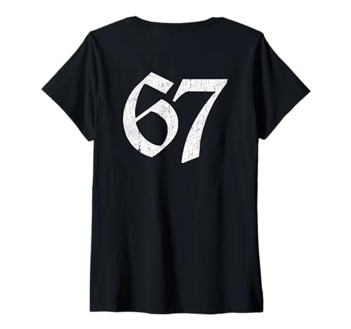 Damen #67 Jersey Uniform Nummer 67. Geburtstag T-Shirt mit V-Ausschnitt Damen #67 Jersey Uniform Nummer 67. Geburtstag T-Shirt mit V-Ausschnitt von Number 67 for Sport Teams & Players