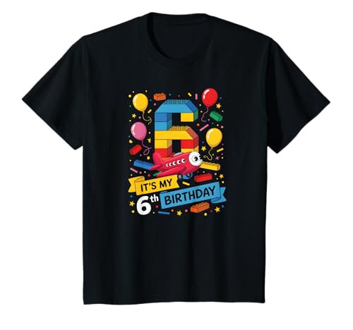 Kinder 6 Jahre alte Pilotenbau-Zahlenblöcke zum Geburtstag T-Shirt Kinder 6 Jahre alte Pilotenbau-Zahlenblöcke zum Geburtstag T-Shirt von Number Blocks Airplane Birthday Theme Party