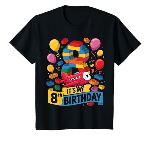 Kinder Zahlenblöcke zum 8. Geburtstag, 8. Geburtstag, Motto-Party T-Shirt Kinder Zahlenblöcke zum 8. Geburtstag, 8. Geburtstag, Motto-Party T-Shirt von Number Blocks Airplane Birthday Theme Party