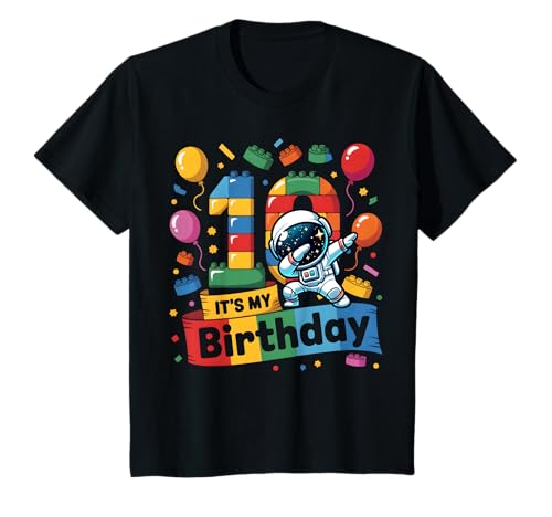 Kinder 10 Jahre altes Astronaut mit Zahlenblöcken zum 10. Geburtstag T-Shirt Kinder 10 Jahre altes Astronaut mit Zahlenblöcken zum 10. Geburtstag T-Shirt von Number Blocks Astronaut Birthday Theme Party