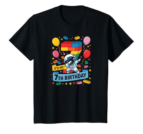 Kinder 7 Jahre altes Astronaut mit Zahlenblöcken zum 7. Geburtstag T-Shirt Kinder 7 Jahre altes Astronaut mit Zahlenblöcken zum 7. Geburtstag T-Shirt von Number Blocks Astronaut Birthday Theme Party