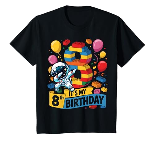 Kinder 8 Jahre altes Astronaut mit Zahlenblöcken zum 8. Geburtstag T-Shirt Kinder 8 Jahre altes Astronaut mit Zahlenblöcken zum 8. Geburtstag T-Shirt von Number Blocks Astronaut Birthday Theme Party