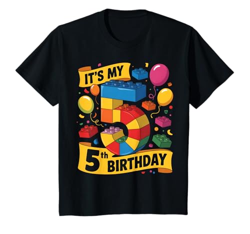 Kinder Number Blocks Themenparty zum 5. Geburtstag eines 5-jährigen Gebäudes T-Shirt von Number Blocks Birthday