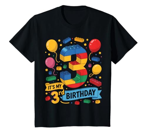 Kinder Zahlenblöcke zum 3. Geburtstag, 3 Jahre alt, Gebäude-Mottoparty T-Shirt Kinder Zahlenblöcke zum 3. Geburtstag, 3 Jahre alt, Gebäude-Mottoparty T-Shirt von Number Blocks Birthday