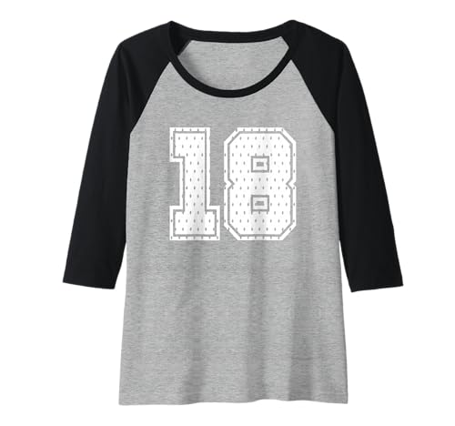 Damen Fußballtrikot Nr. 18 Sportmannschaft 18. Geburtstag Raglan von Number Uniform Team Tees