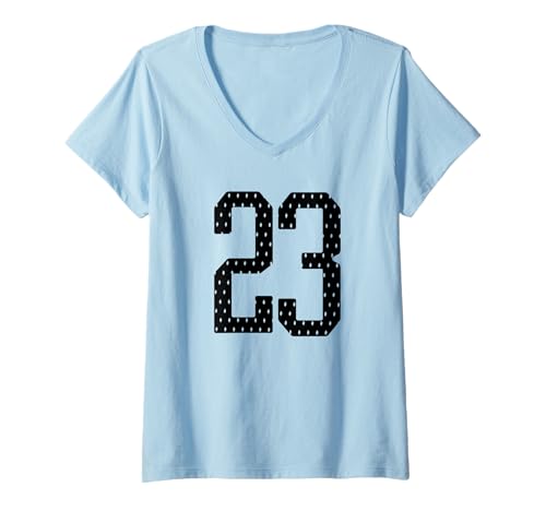 Damen Fußballtrikot Nr. 23 Sportmannschaft 97. Geburtstag T-Shirt mit V-Ausschnitt Damen Fußballtrikot Nr. 23 Sportmannschaft 97. Geburtstag T-Shirt mit V-Ausschnitt von Number Uniform Team Tees